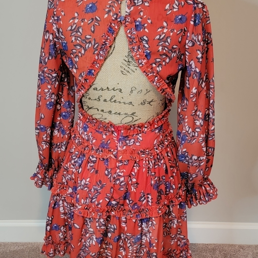 L'atiste red floral dress with open back - Picture 5 of 6